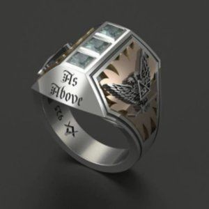 Masonic Freemason  Double Headed Eagle Punk Retro Masonic Freemasonry Skeleto…